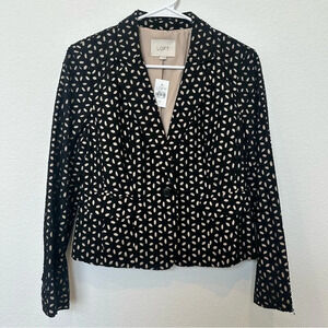 New Ann Taylor Loft‎ Blazer Sz 2 Cotton Black Layered Cutout Button Jacket Lined